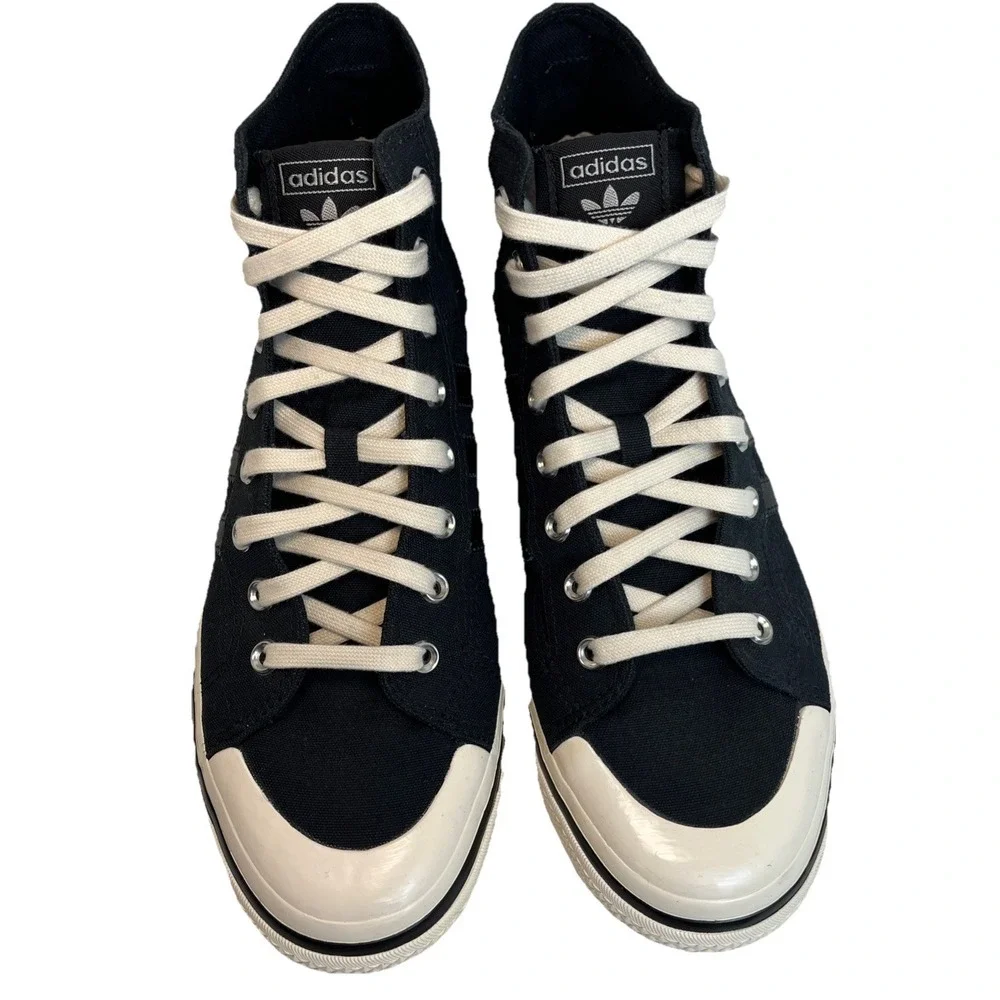 ADIDAS Nizza RF74 Mens 9.5 Black Cream White High Top Comfort Board Shoes GX8488
